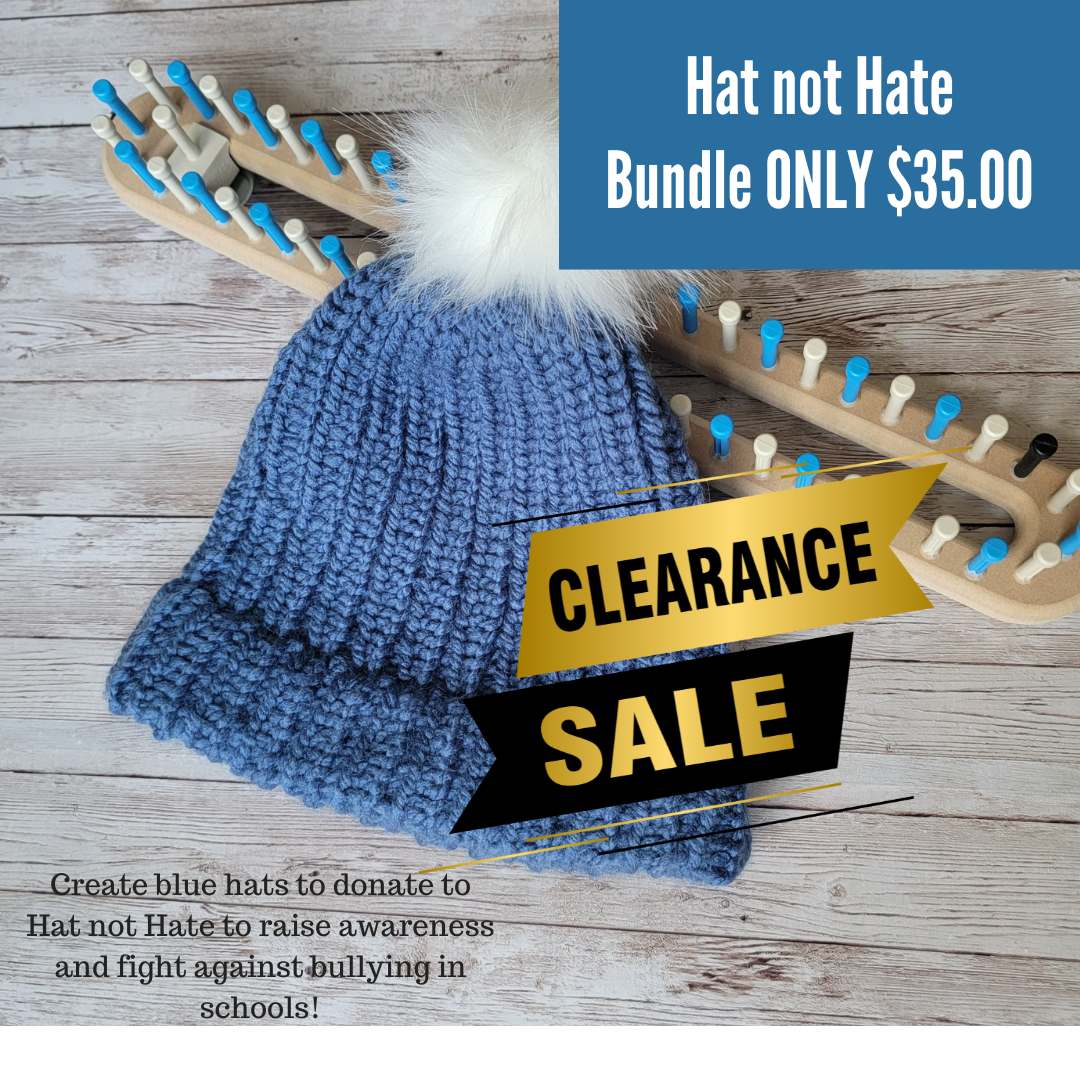 Hat Not Hate Bundle: 5/8 Universal Hat Loom (1x1 Blue +Tan) + Blue