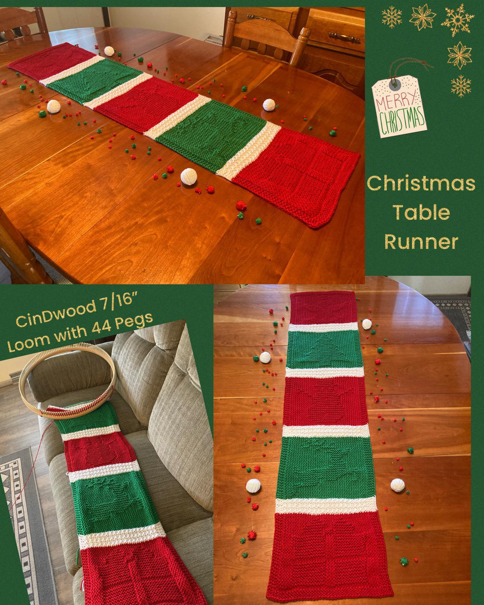 Loom Knit ePattern Christmas Table Runner CinDWood Looms