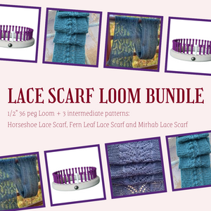 1/2" 36 Peg Round Loom (Purple Pegs) + 3 ePattern Scarf Bundle