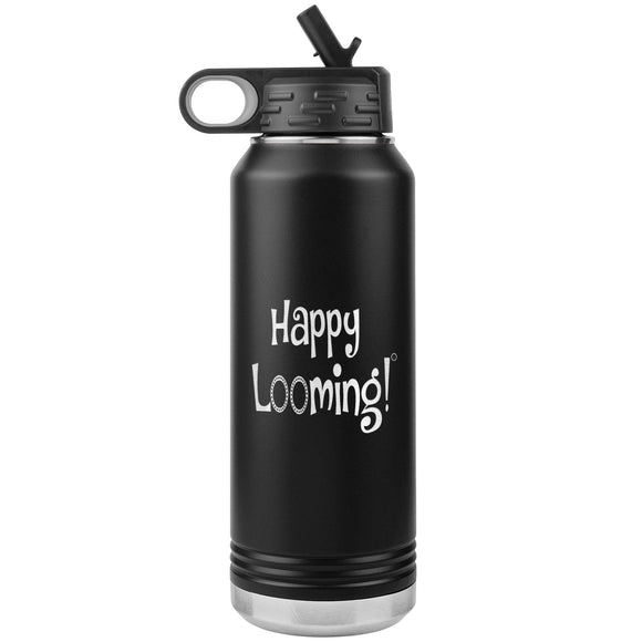 teelaunch Happy Looming Bottle Tumbler Loom Knitting Swag 32oz Black Tumblers