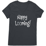 teelaunch Happy Looming V-Neck Shirt Loom Knitting Swag District Womens V-Neck / Charcoal / S Looming Swag