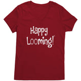 teelaunch Happy Looming V-Neck Shirt Loom Knitting Swag District Womens V-Neck / Classic Red / S Looming Swag