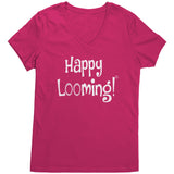 teelaunch Happy Looming V-Neck Shirt Loom Knitting Swag District Womens V-Neck / Dark Fuchsia / S Looming Swag