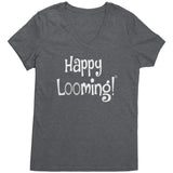 teelaunch Happy Looming V-Neck Shirt Loom Knitting Swag Heathered Nickel / S Apparel