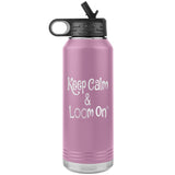 teelaunch Keep Calm & Loom on Bottle Tumbler Loom Knitting Swag Light Purple Looming Swag