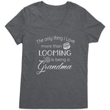 teelaunch Looming Grandma V-Neck T-Shirt Swag Heathered Nickel / S Apparel
