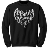 teelaunch Looming is a Work of Heart Crewneck Sweatshirt Swag Black / S / Crewneck Sweatshirt Looming Swag