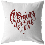 teelaunch Looming is a Work of Heart Pillow Dark Red Swag Stuffed & Sewn / 16 x 16 Pillows