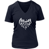 teelaunch Looming is a Work of Heart V-neck Swag District Womens V-Neck / Navy / S Looming Swag