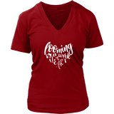 teelaunch Looming is a Work of Heart V-neck Swag District Womens V-Neck / Red / S Looming Swag